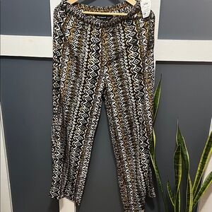 Mlle Gabrielle Black, white, brown/orange Geometric Wide Leg Pants
